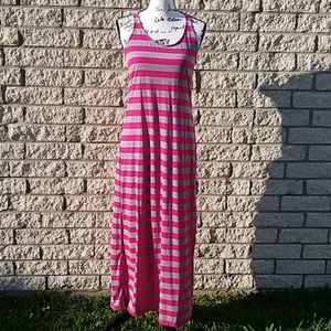 Just Love Pink/Gray Striped Maxi Dress